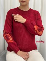 بلوز بافت آستین توری زنانه