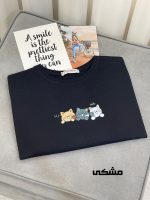تیشرت کراپ طرح گربه زنانه