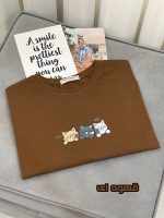 تیشرت کراپ طرح گربه زنانه