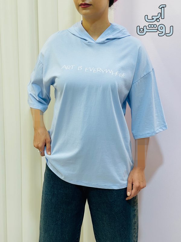 تیشرت باکسی کلاهدار زنانه