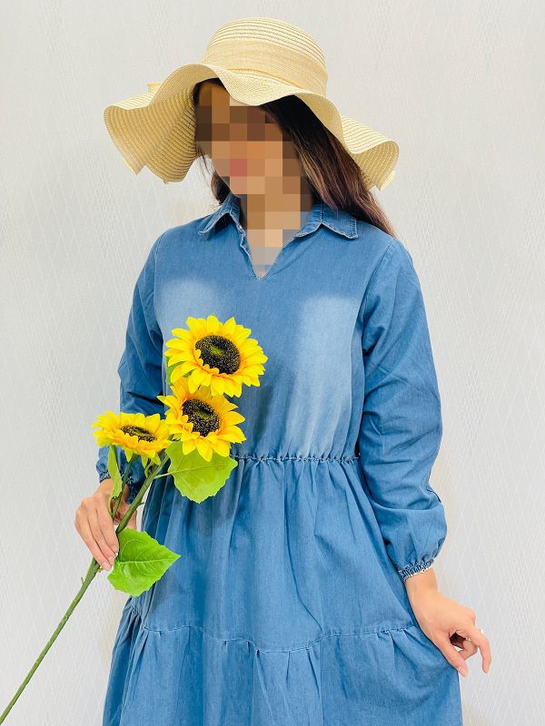 پیراهن ساحلی جین طبقه ای