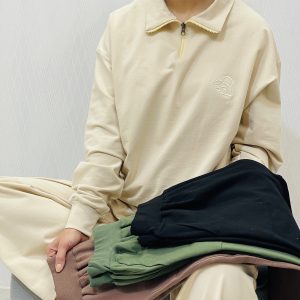 ست بلوز نیم زیپ و شلوار دورس زنانه