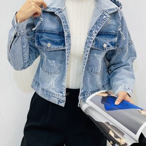 کت کراپ جین کلاهدار زنانه