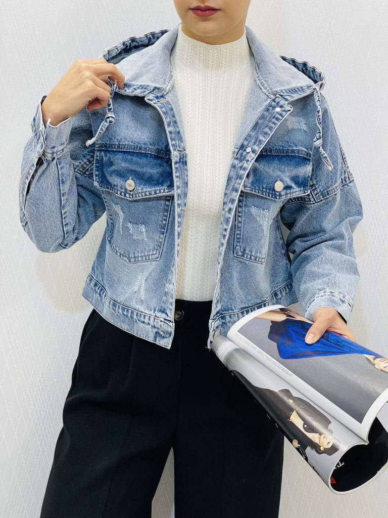 کت کراپ جین کلاهدار زنانه