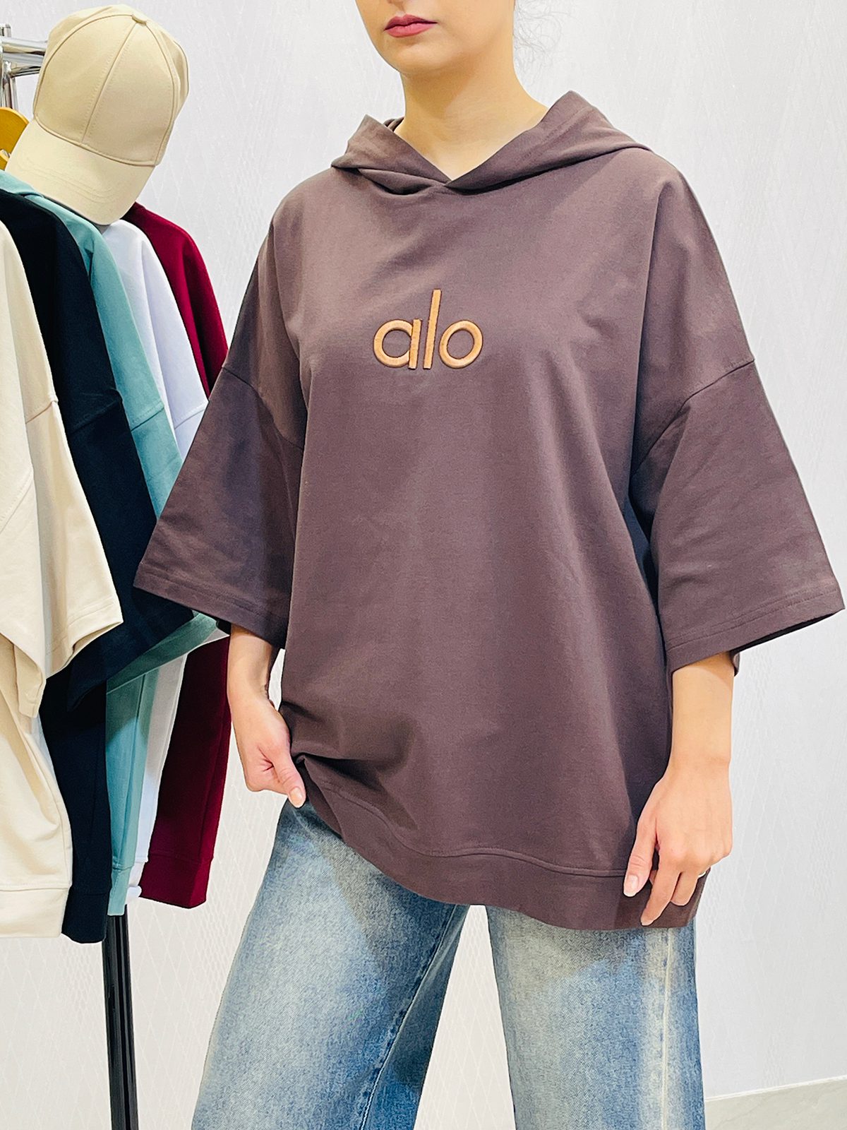 پلیور بافت پاپیونی تیشرت دورس باکسی کلاهدار زنانه