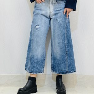 شلوار جین بگ شافل زنانه شلوار جین واید شافل زنانه