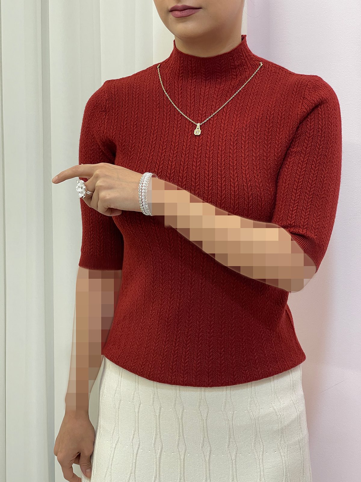 بلوز بافت گندمی آستین سه ربع زنانه بلوز بافت گندمی آستین سه ربع زنانه