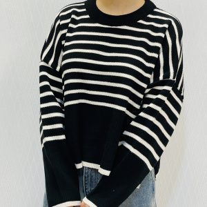 پلیور بافت کراپ راه راه زنانه