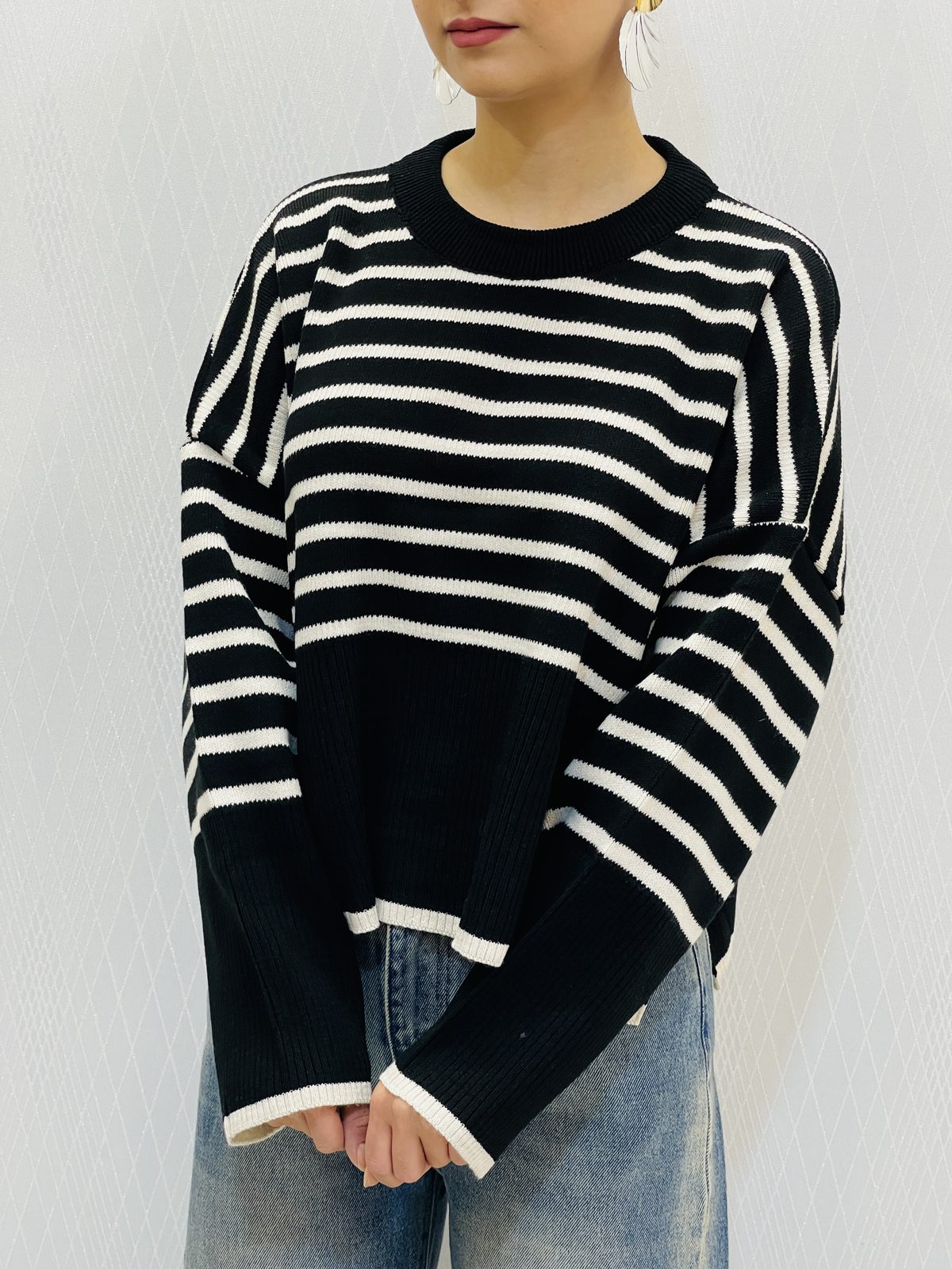 پلیور بافت کراپ راه راه زنانه پلیور بافت کراپ راه راه زنانه