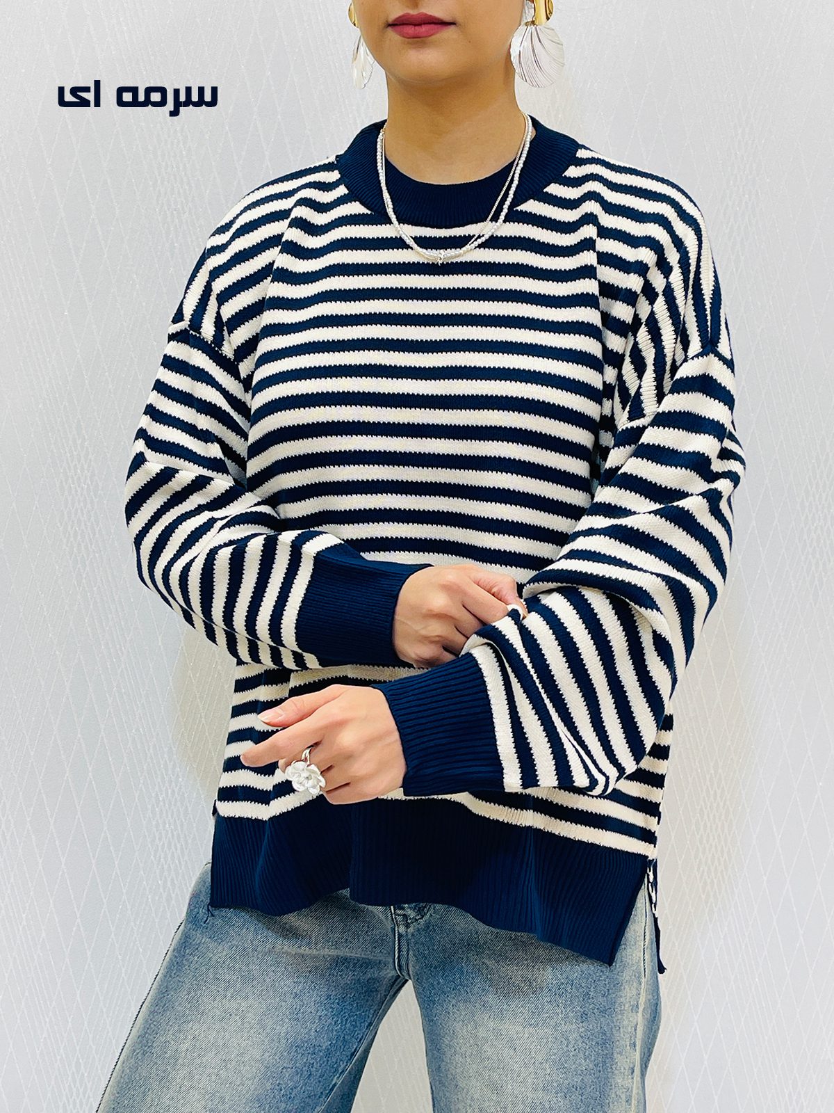 بلوز بافت راه راه زنانه بلوز بافت راه راه زنانه