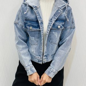 کت کراپ جین کلاهدار زنانه