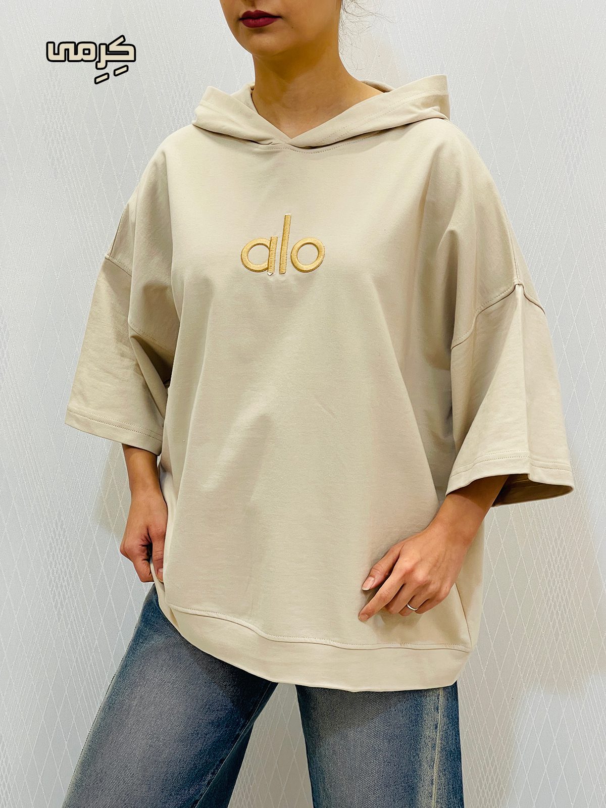 پلیور بافت پاپیونی تیشرت دورس باکسی کلاهدار زنانه