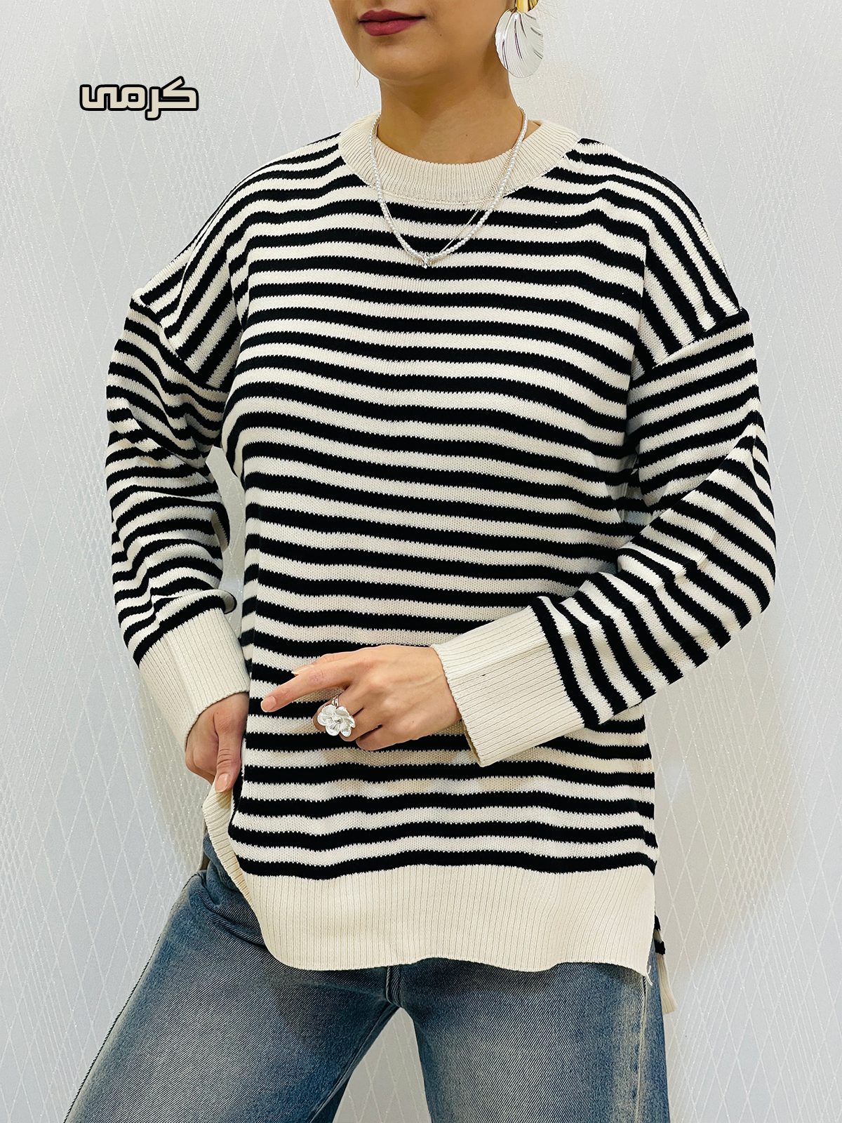 بلوز بافت راه راه زنانه بلوز بافت راه راه زنانه