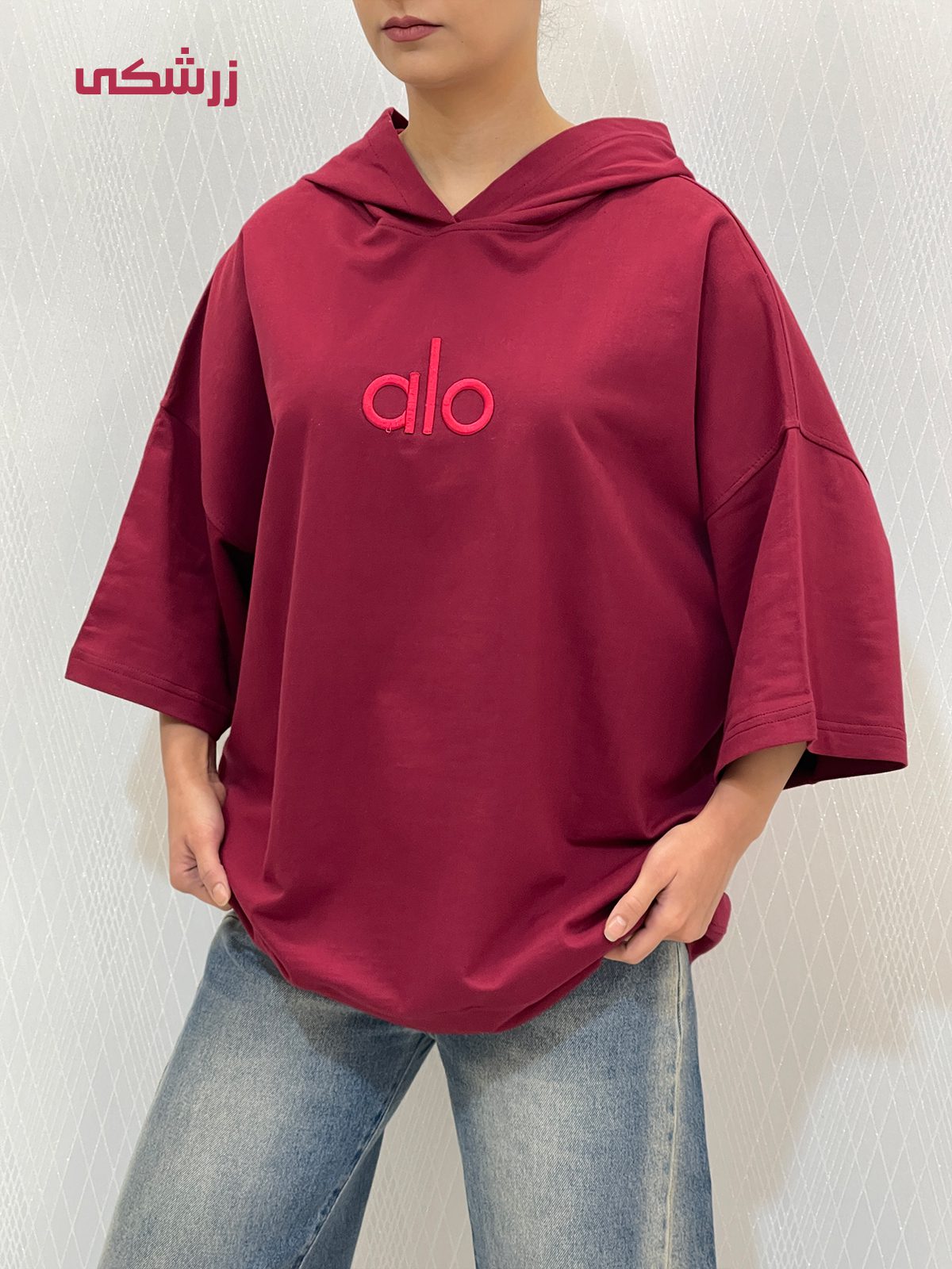 پلیور بافت پاپیونی تیشرت دورس باکسی کلاهدار زنانه