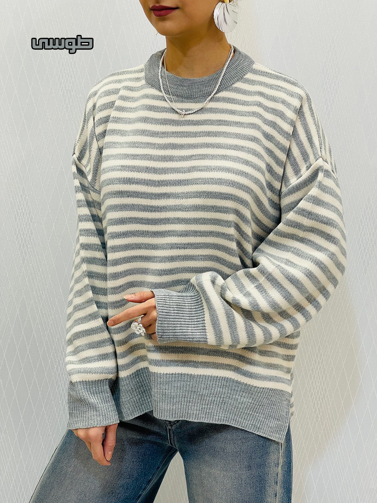 بلوز بافت راه راه زنانه بلوز بافت راه راه زنانه