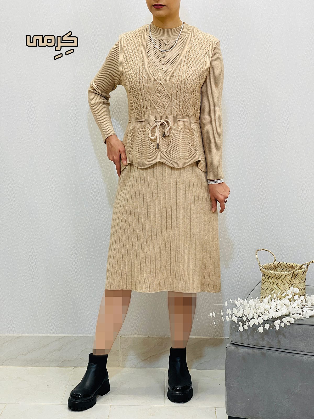 ست پیراهن و وست بافت کپ زنانه ست پیراهن و وست بافت کپ زنانه