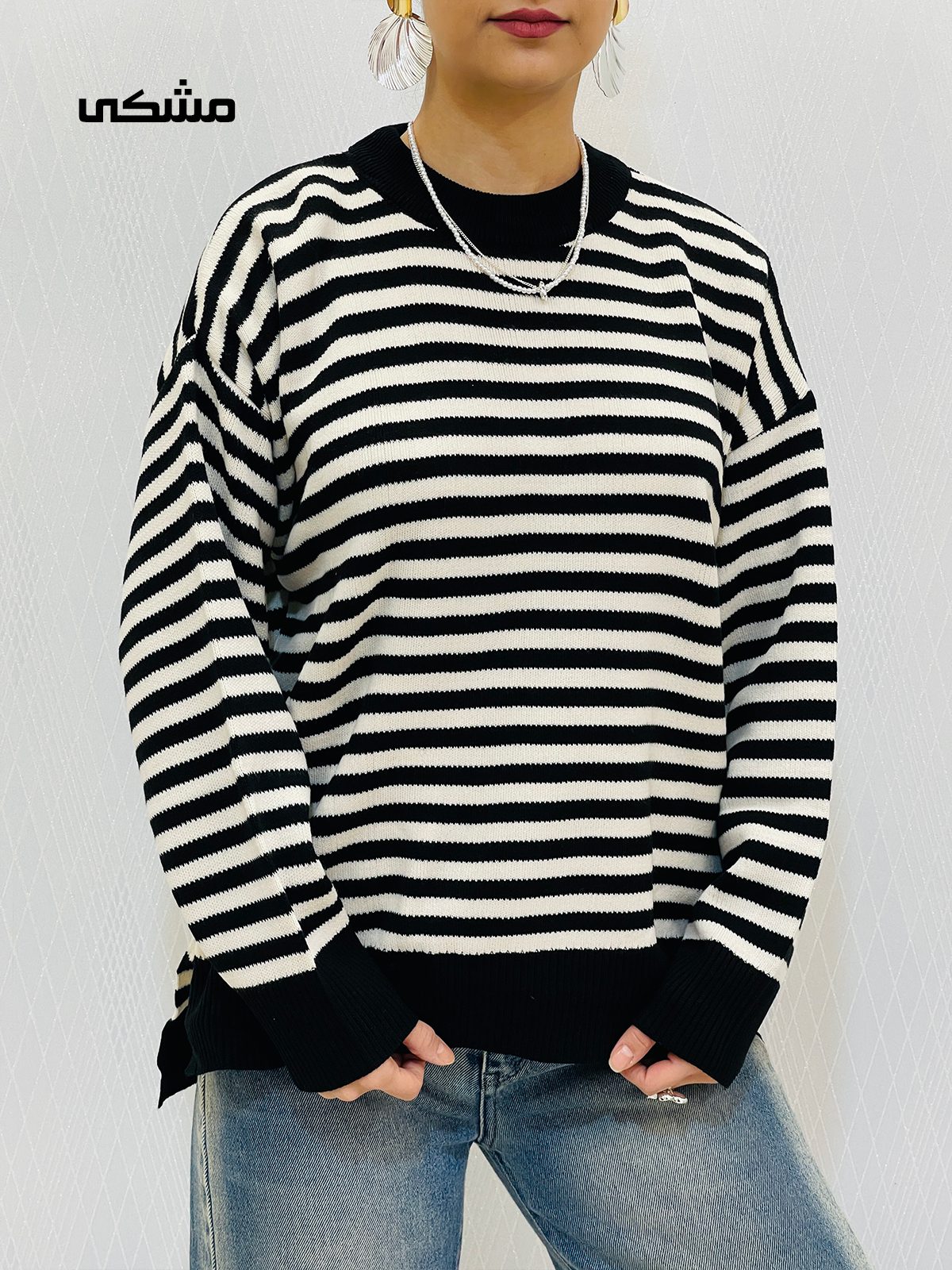 بلوز بافت راه راه زنانه بلوز بافت راه راه زنانه