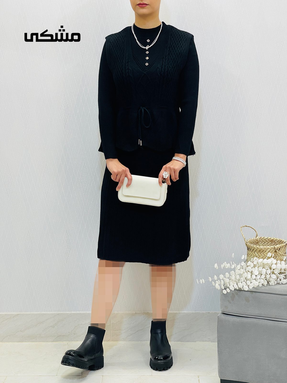 ست پیراهن و وست بافت کپ زنانه ست پیراهن و وست بافت کپ زنانه