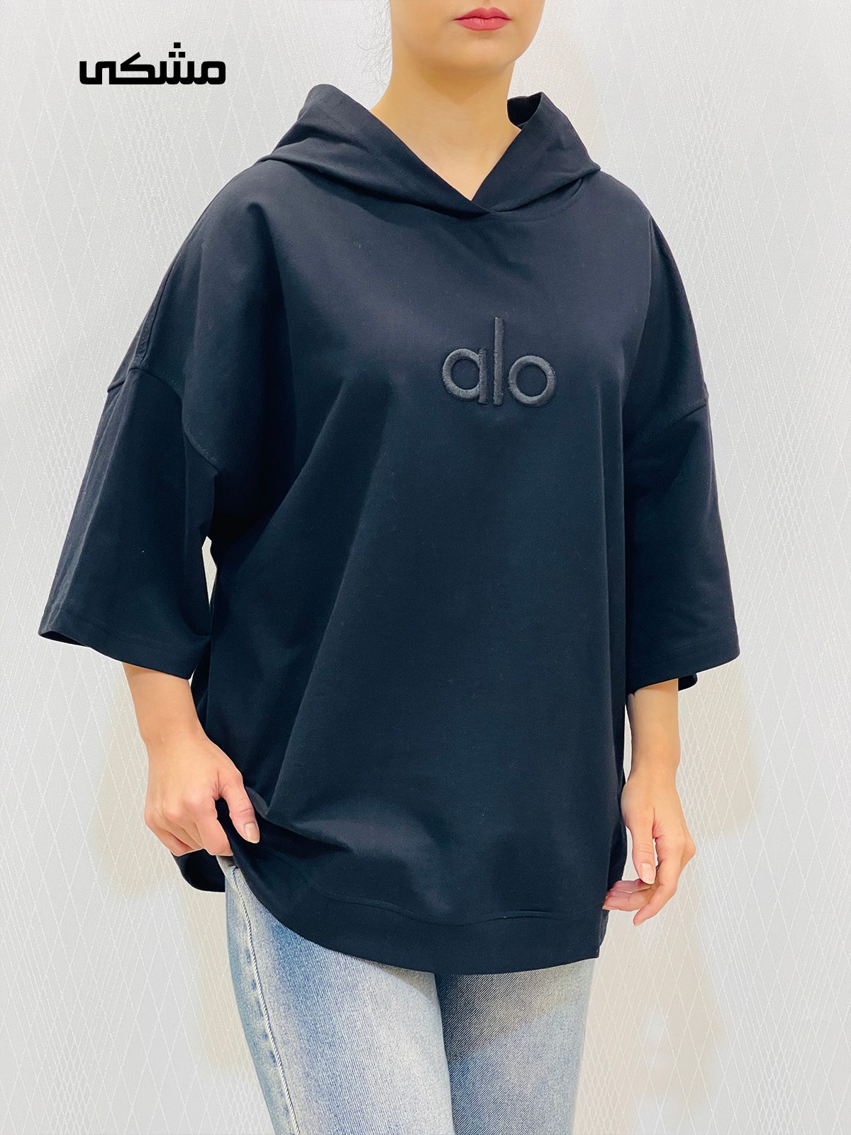 پلیور بافت پاپیونی تیشرت دورس باکسی کلاهدار زنانه