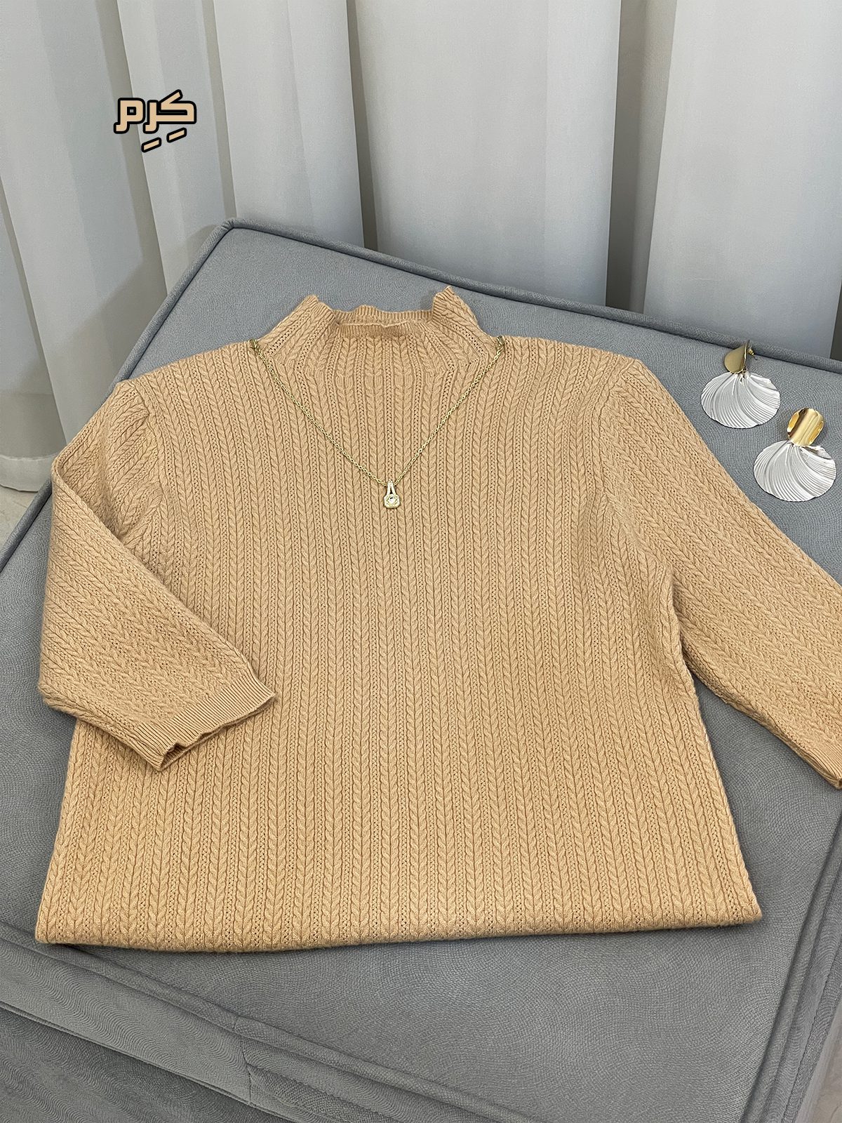 بلوز بافت گندمی آستین سه ربع زنانه بلوز بافت گندمی آستین سه ربع زنانه