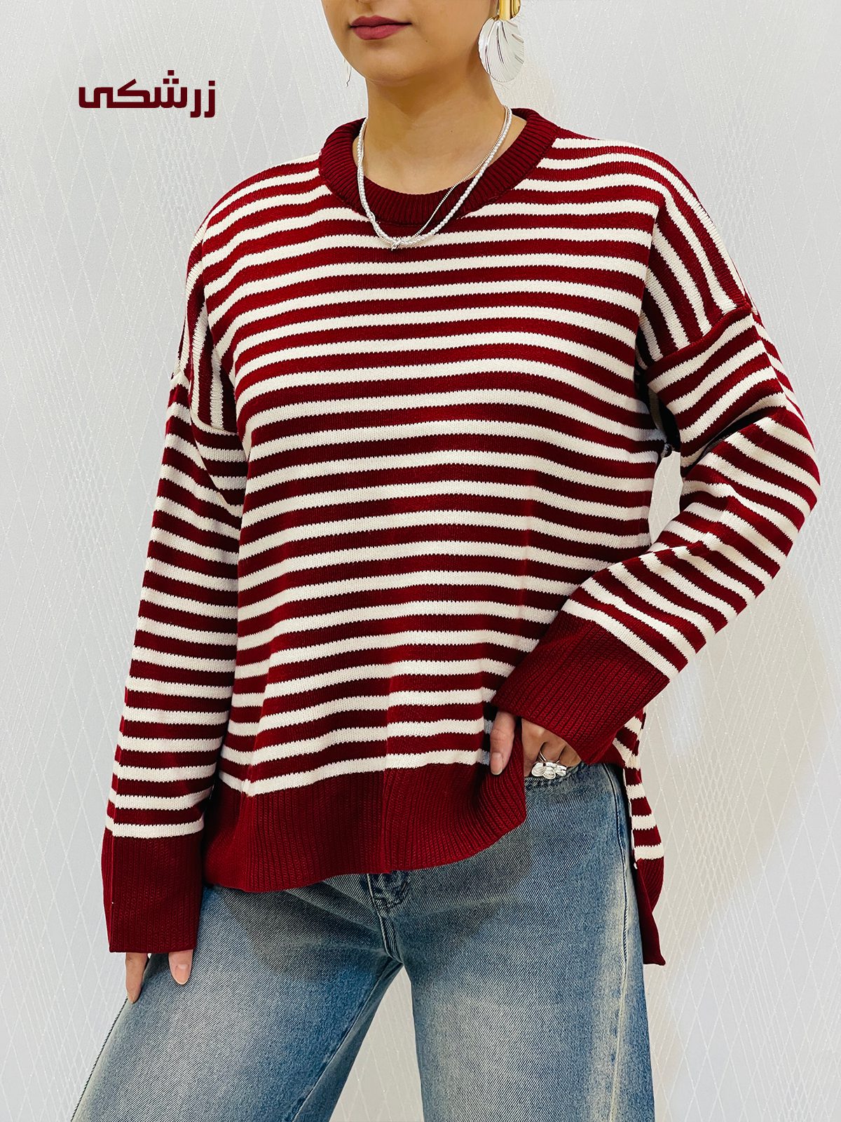 بلوز بافت راه راه زنانه بلوز بافت راه راه زنانه