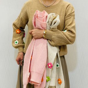 پلیور بافت آستین گلدار پینترستی زنانه