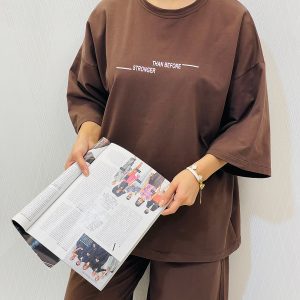 ست تیشرت و شلوار باکسی مینیمال زنانه