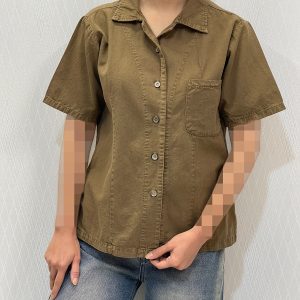 بلوز آستین کوتاه کتان زنانه