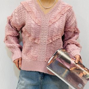 پلیور بافت چیندار پینترستی زنانه