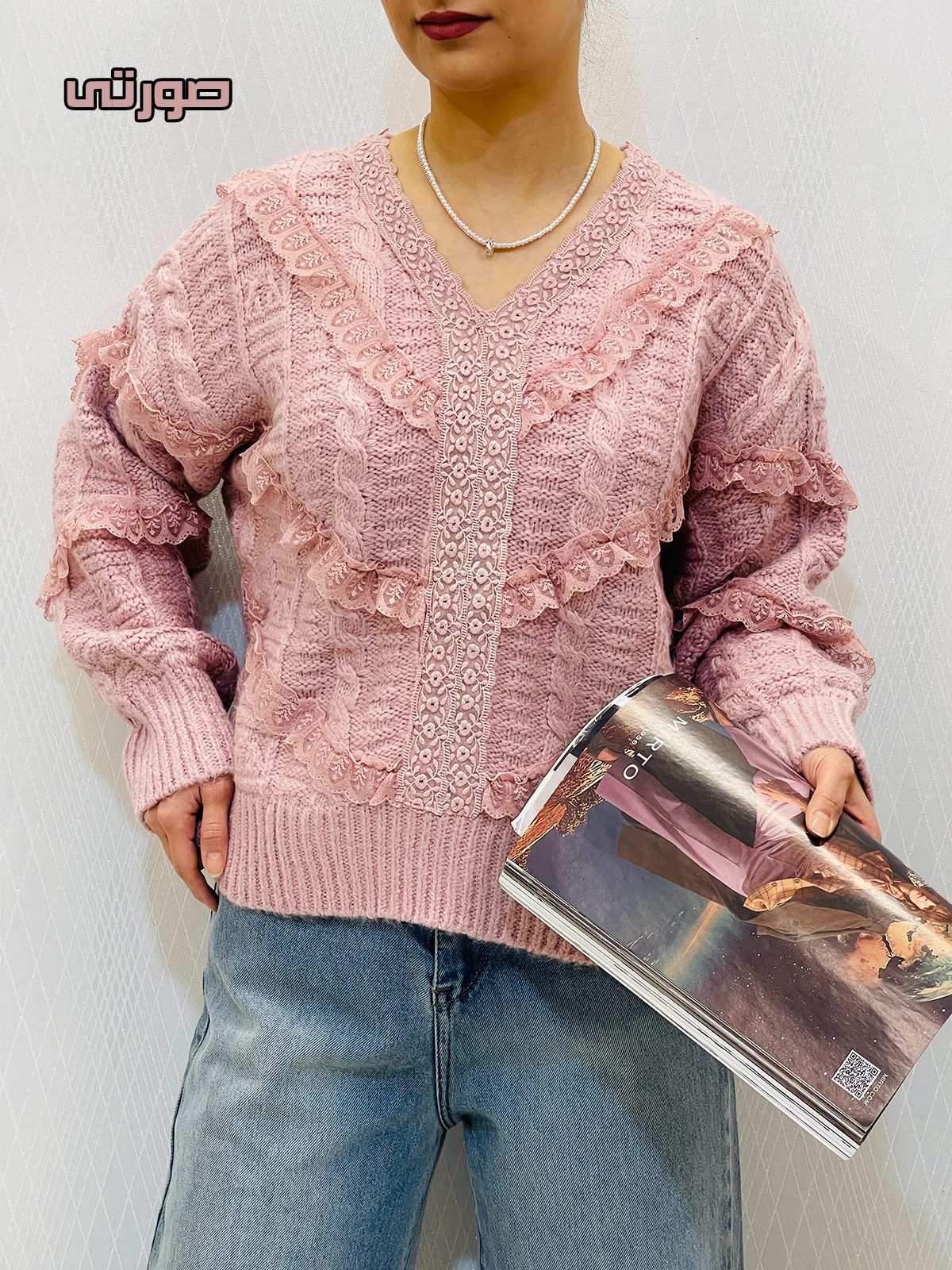 پلیور بافت چیندار پینترستی زنانه پلیور بافت چیندار پینترستی زنانه