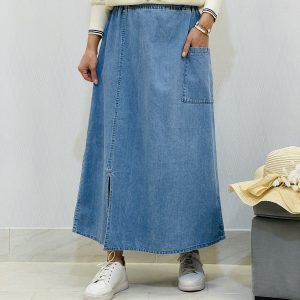 دامن جین بغل چاکدار چهارفصل