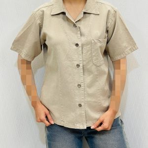 بلوز آستین کوتاه کتان زنانه