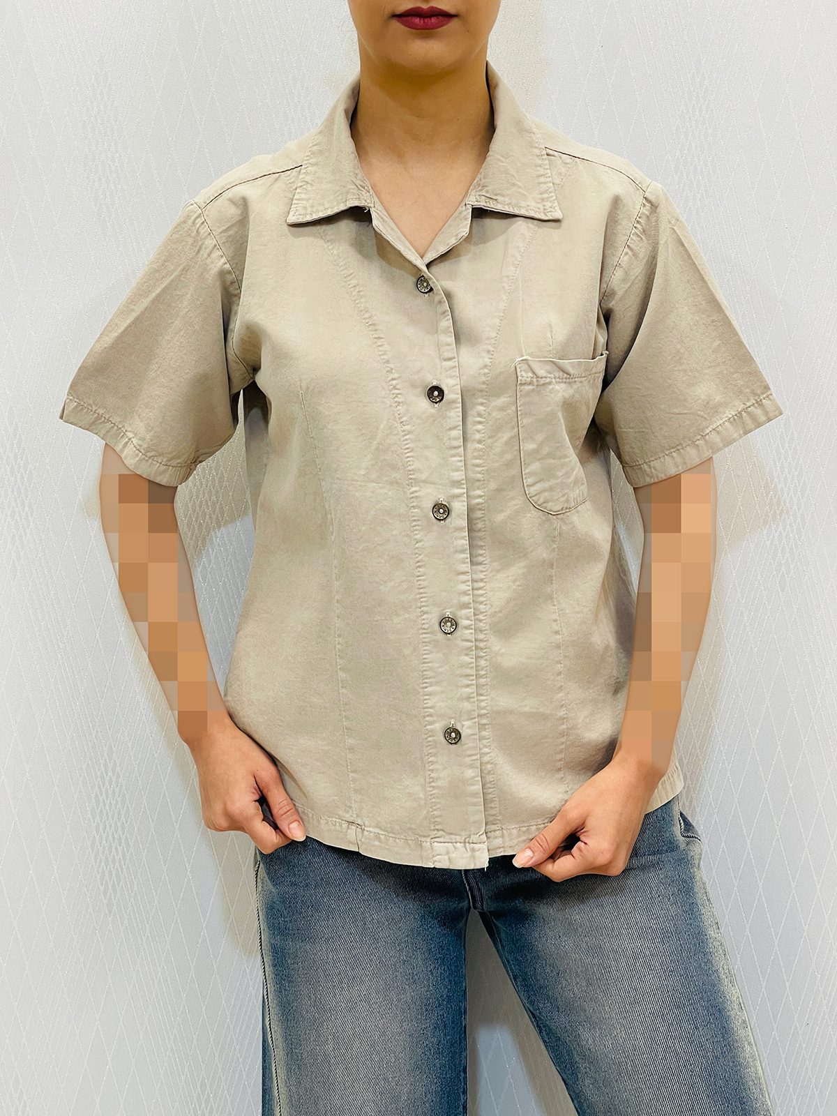 بلوز آستین کوتاه کتان زنانه بلوز آستین کوتاه کتان زنانه