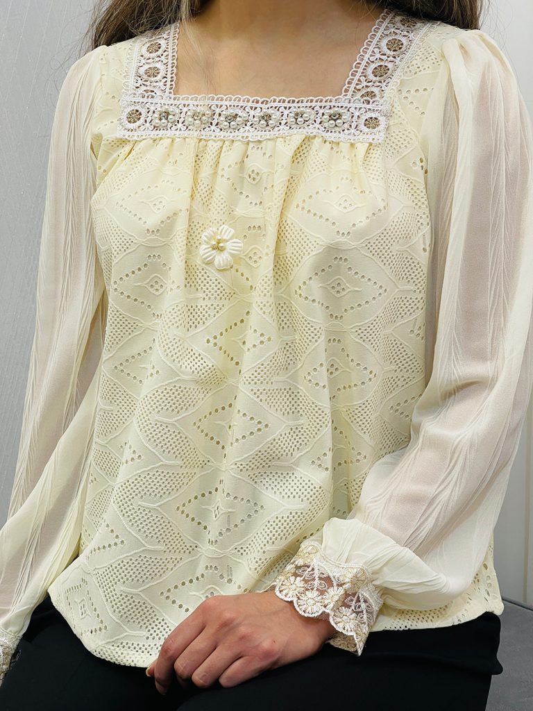 شومیز یقه خشتی مجلسی