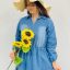 پیراهن ساحلی جین طبقه ای