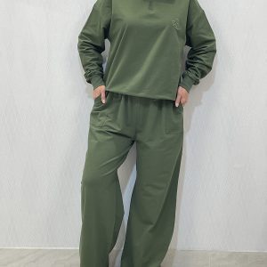 ست بلوز نیم زیپ و شلوار دورس زنانه