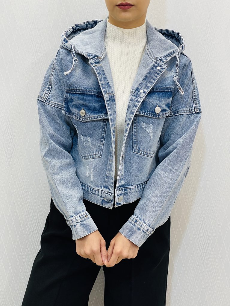 کت کراپ جین کلاهدار زنانه