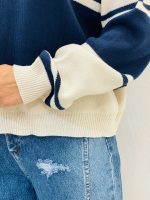نمای آستین بلند و سرآستین کشبافت پلیور رینگی زنانه